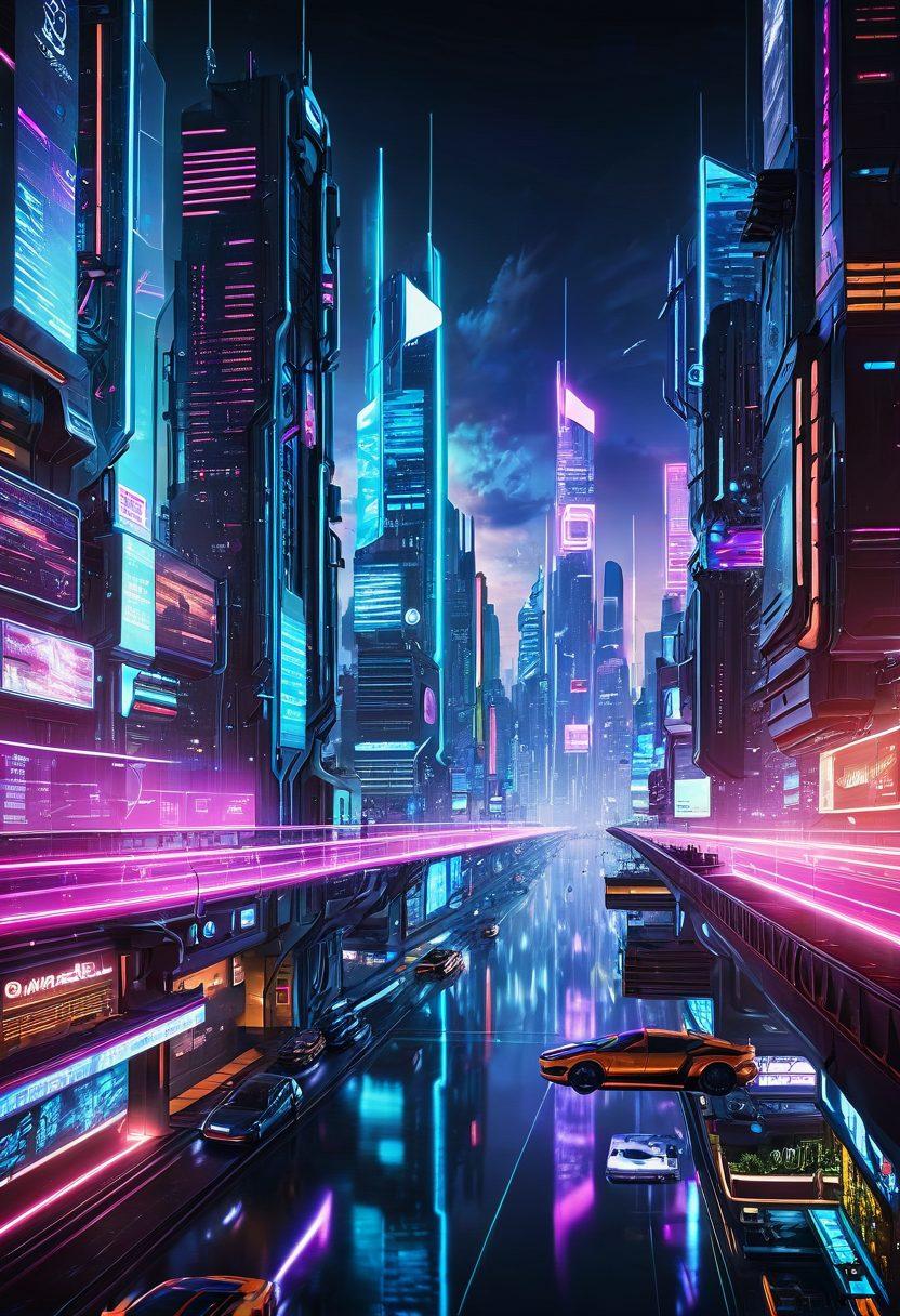 A futuristic cityscape where tiny drones are installing patches on giant software panels hanging in the sky. The panels are filled with lines of code and security icons. The background shows a high-tech city with glowing neon lights and fortified digital walls. super-realistic. vibrant colors. cyberpunk style.